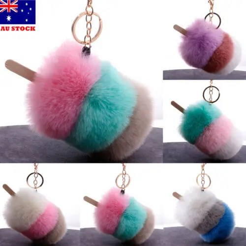 Кроличий мех пушистый помпон мяч Сумочка Автомобиль Подвеска очаровательный