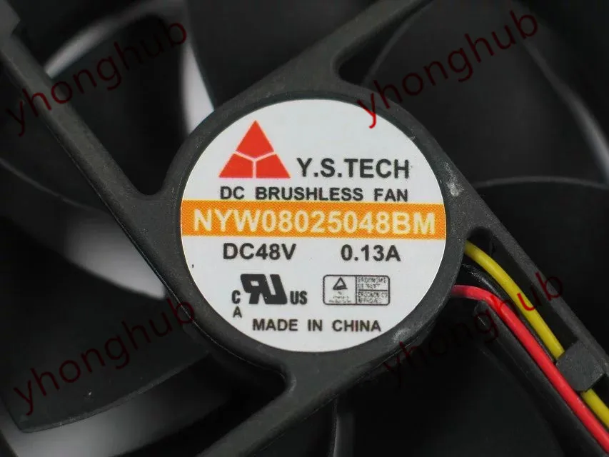 Y.S.TECH NYW08025048BM постоянного тока 48В 0.13A 80x80x25 мм 3 Провода Сервер вентилятор