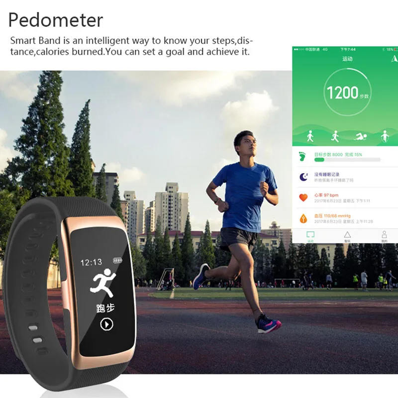 S68 умный Браслет Фитнес трекер шаг счетчик наручные часы сердечного ритма сна