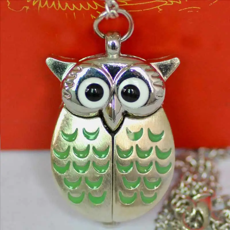 Карманные часы Мини Металл брелок сова двойной открытый кварцевые сплав