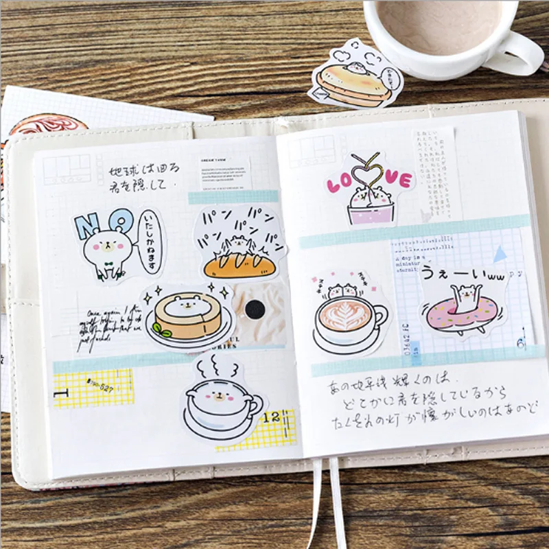 45 штук/кор. Милая мультяшная наклейка с изображением десертного медведя