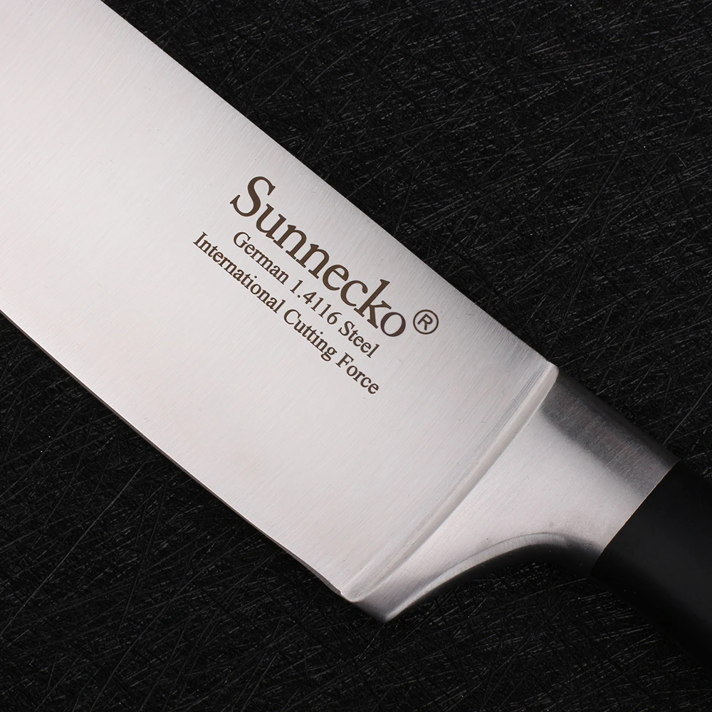 SUNNECKO Премиум 8," нож шеф-повара+ точилка, немецкие 1,4116 стальные лезвия, ABS ручка, острые кухонные ножи для резки мяса, нож для нарезки+ вилка