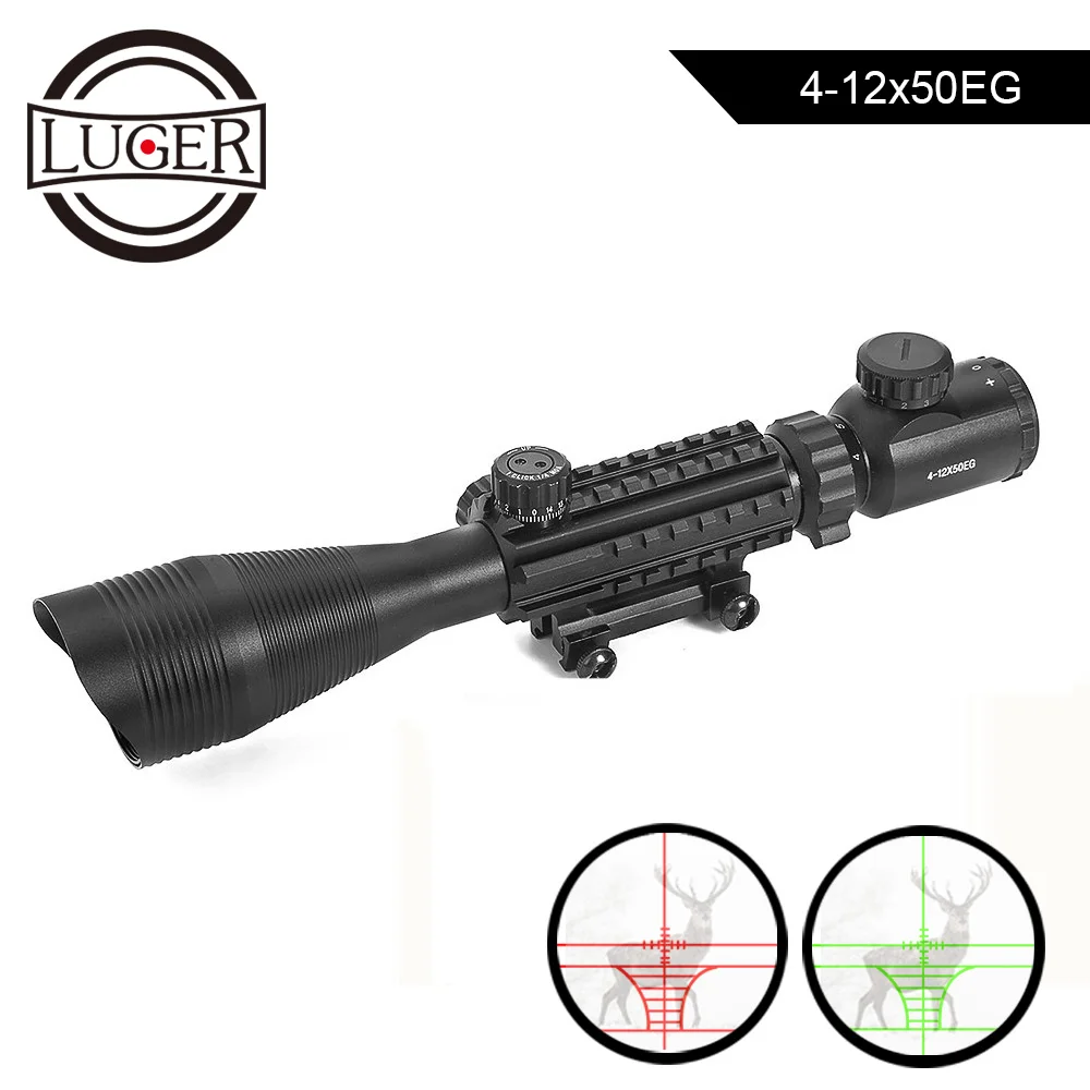 Охотничий прицел LUGER 4-12X50 тактический Коллиматорный с красной и зеленой