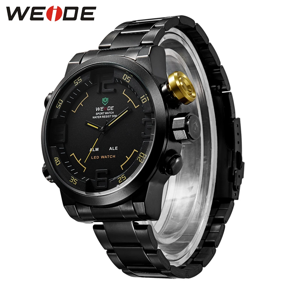 Weide Кварцевые Спортивные Наручные Часы повседневные из натуральной нержавеющей