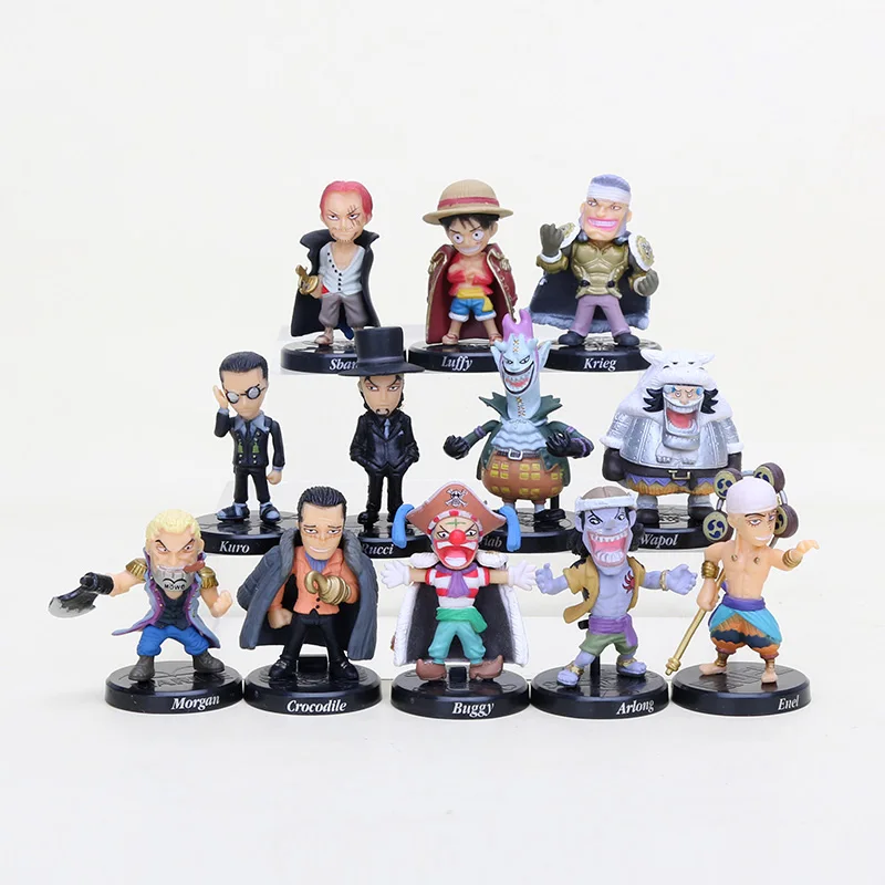 12 шт./компл. экшн фигурка luffy Shanks Багги enel moriab rucci из ПВХ игрушечная кукла 5 см|one