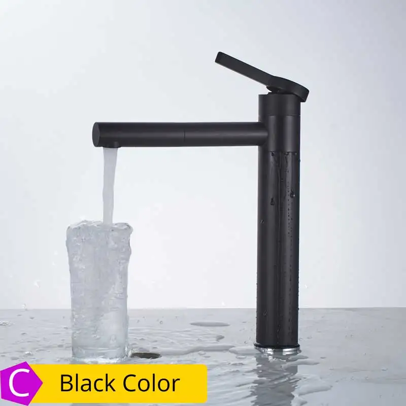 Black High White Painting Basin Taps Bathrooms Crane Torneira with Aerator 360 Free Rotation Single Lever Hot Cold Water Tap - Цвет: Black