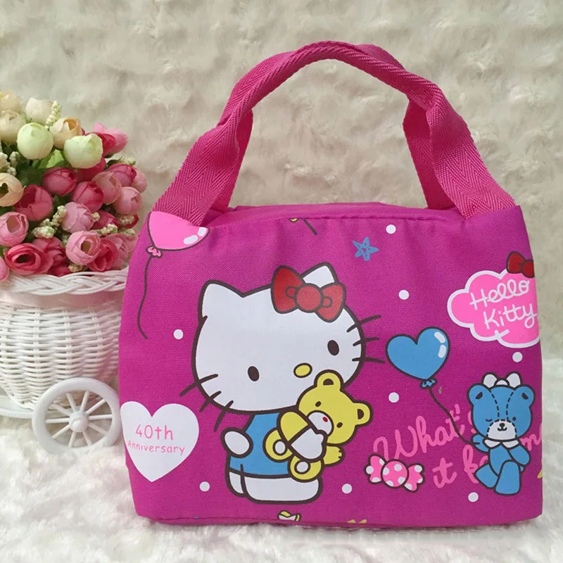D Hello kitty, милая сумка для ланча, женская, детская, Портативная сумка, для путешествий, отдыха, хранения, много, сумка, свежесть, изоляция, плюшевый рюкзак - Цвет: D