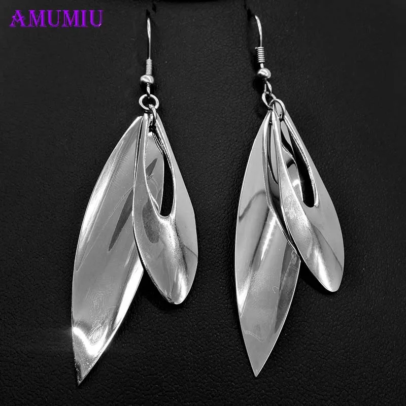 Женские круглые серьги AMUMIU Серебристые с металлическими очаровательными
