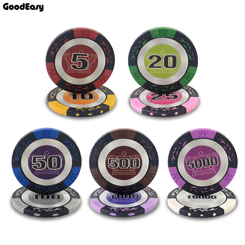 500 шт./компл. 14 г казино покерные чипсы роскошные наборы пшеничная Корона