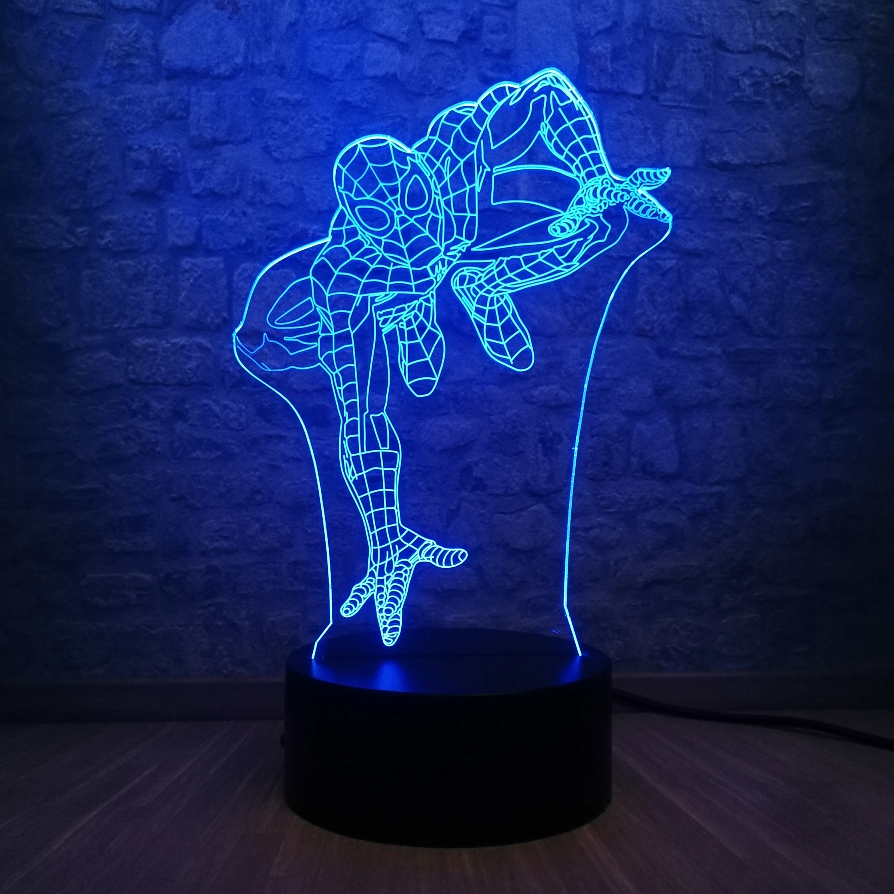 Супергерой Человек Фигурка Человека паука 3D лампа светодиодный многоцветный