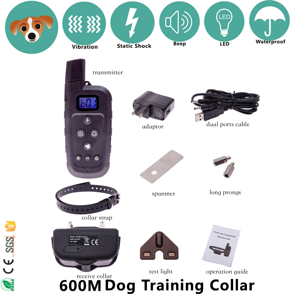 3 режима Tone Vibration Shock e-collar Remote 600m ошейники для собак PTL600 дома | Дом и сад