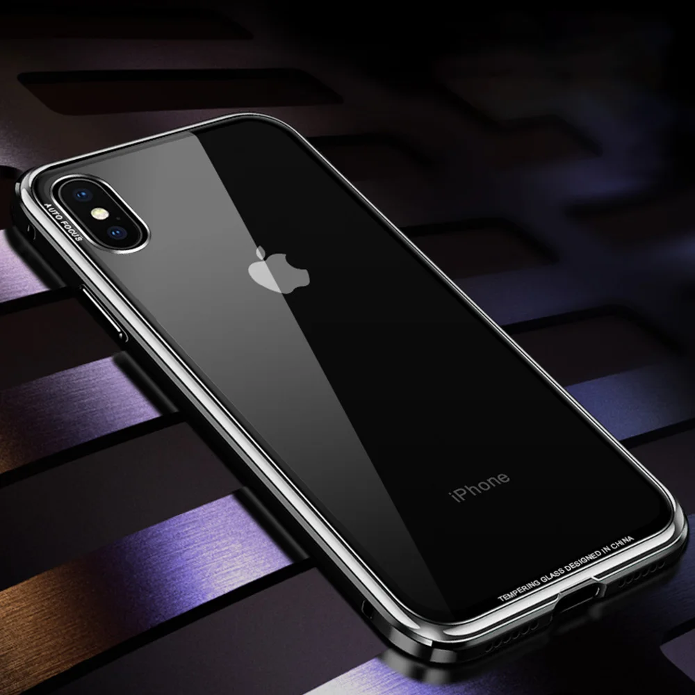 NYFundas для Apple iphone 8 7 6 6s plus X чехол из закаленного стекла противоударный алюминиевый металлический бампер чехлы для iphone XS MAX XR