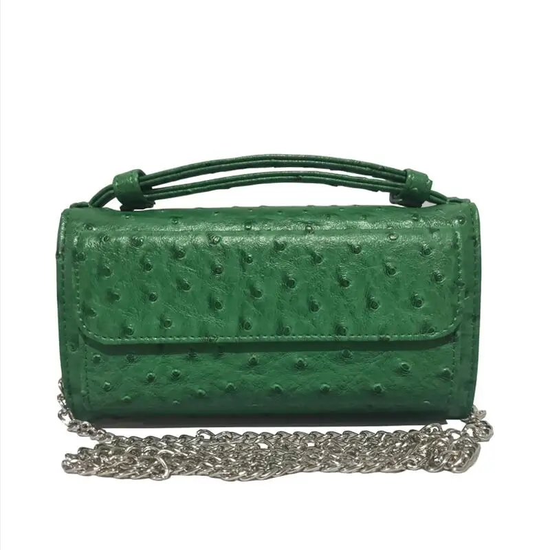 Ostrich green Роскошный Дневной клатч из воловьей кожи на одно плечо, сумка через плечо, маленькая сумка с крокодиловым узором из натуральной кожи, клатч на цепочке, женский подарок - Цвет: Ostrich green