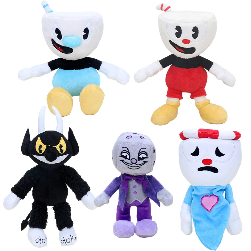 

Игра Cuphead плюшевая игрушка 15 см-28 см, мугман, дьявол, легендарные кости чаша, король, мягкие игрушки, плюшевая кукла, чашка, Кольца Подвески