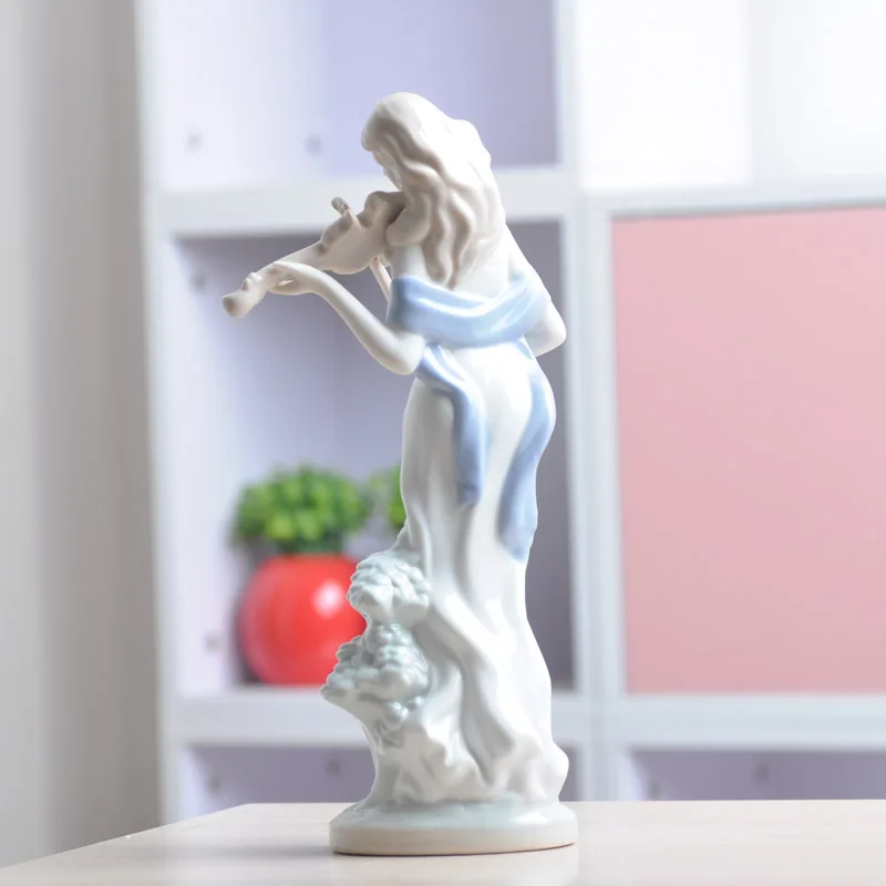 Современное украшение для дома Керамические ремесла игра скрипка девушка фигура