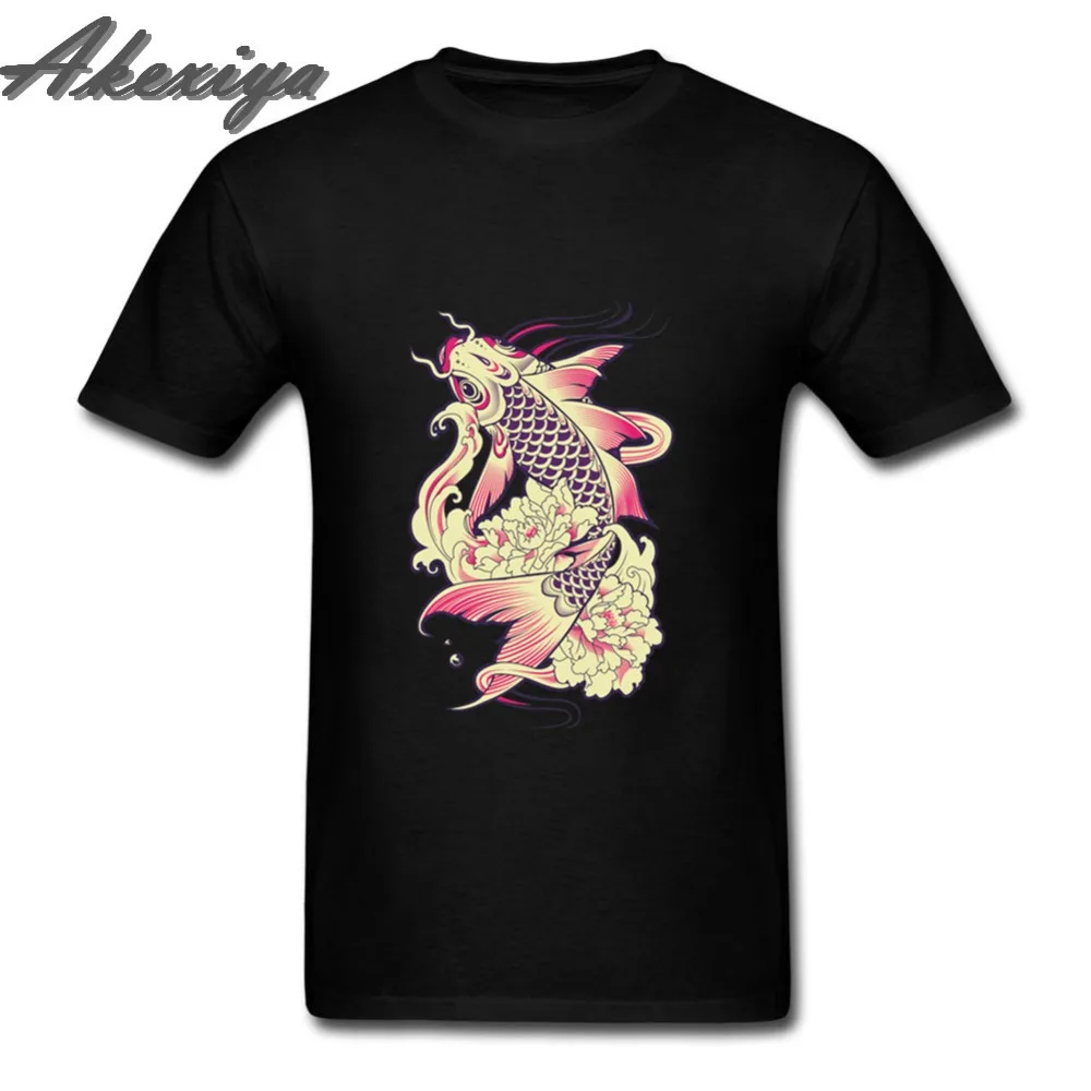 Высококачественная футболка пирnt с изображением рыбок кои модные мужские топы