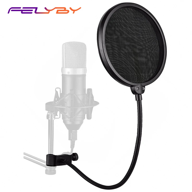 FELYBY микрофонный поп фильтр для BM800 и любого другого микрофона двухслойный