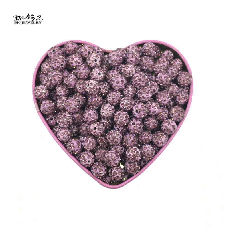 light purple 100 шт 10 мм кристалл проложили шарик глины микро проложить Стразы шарики для DIY браслет Neacklace ювелирные изделия - Цвет: light purple