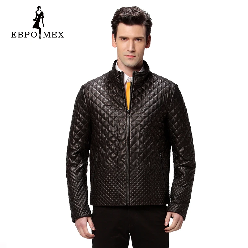 Молодые Мужчины кожаная куртка Черный Из Натуральной Кожи Овчины мотоцикл