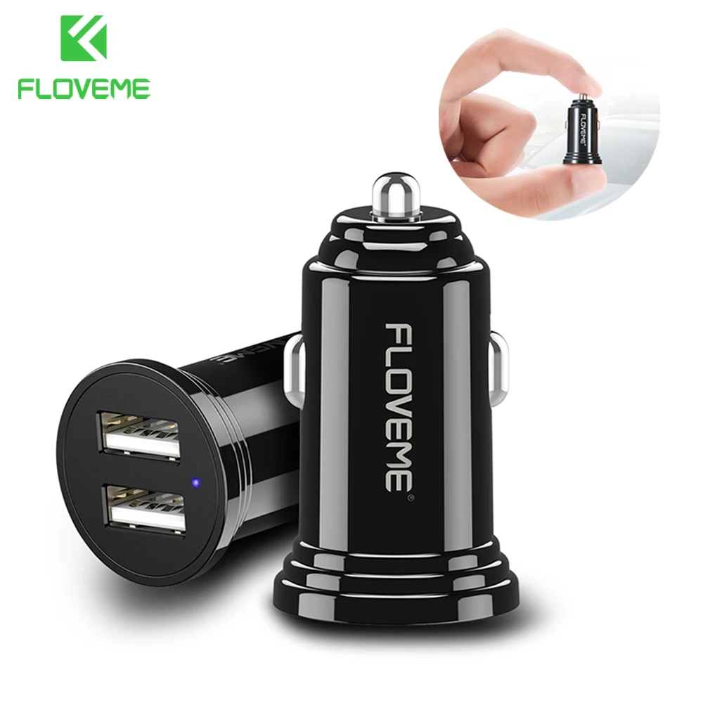FLOVEME зарядное устройство для телефона Mini Dual USB Автомобильное 2.4A быстрое iPhone X Xiaomi