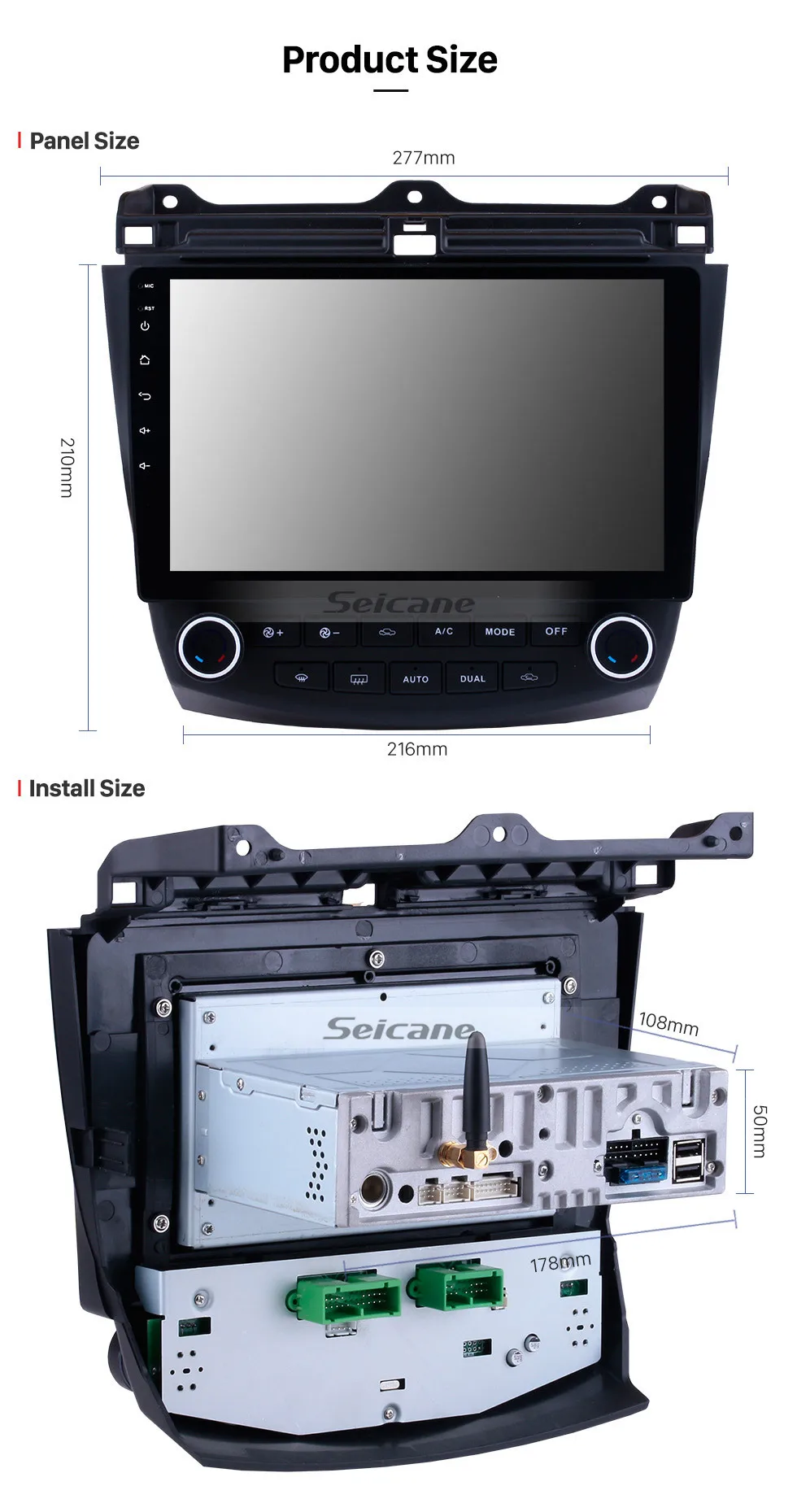 Seicane 10.1 inch GPS Navi Unit Player Android 9.0 IPS 8-Core for 2003-2006 2007 Honda Accord 7 Car Radio Steering Wheel Control