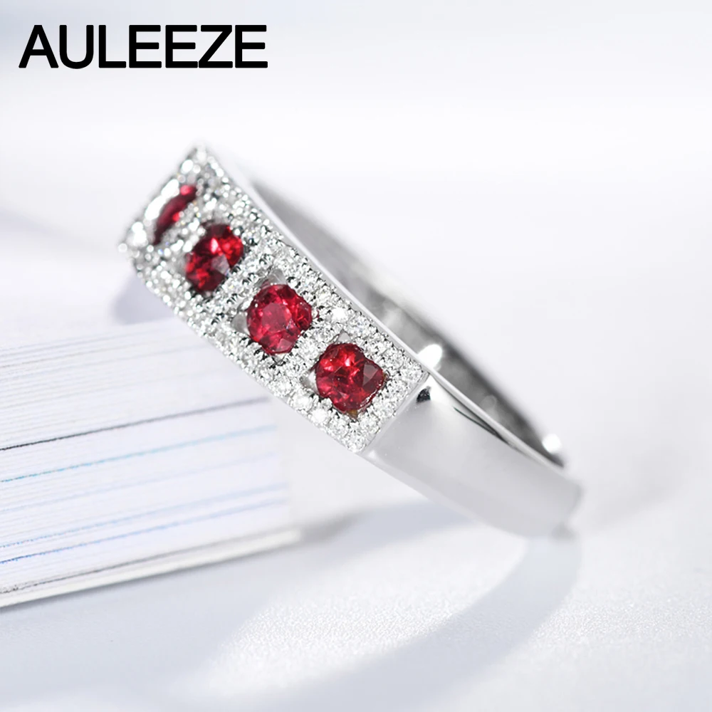 AULEEZE настоящее кольцо из белого золота 18 К с рубином и бриллиантом 0.65ct, натуральный рубин, Женское кольцо, драгоценный камень, ювелирное изделие