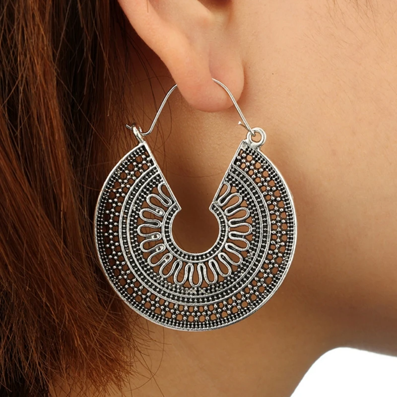 Этнические серьги винтажные полые цветочные богемные Висячие женские ювелирные