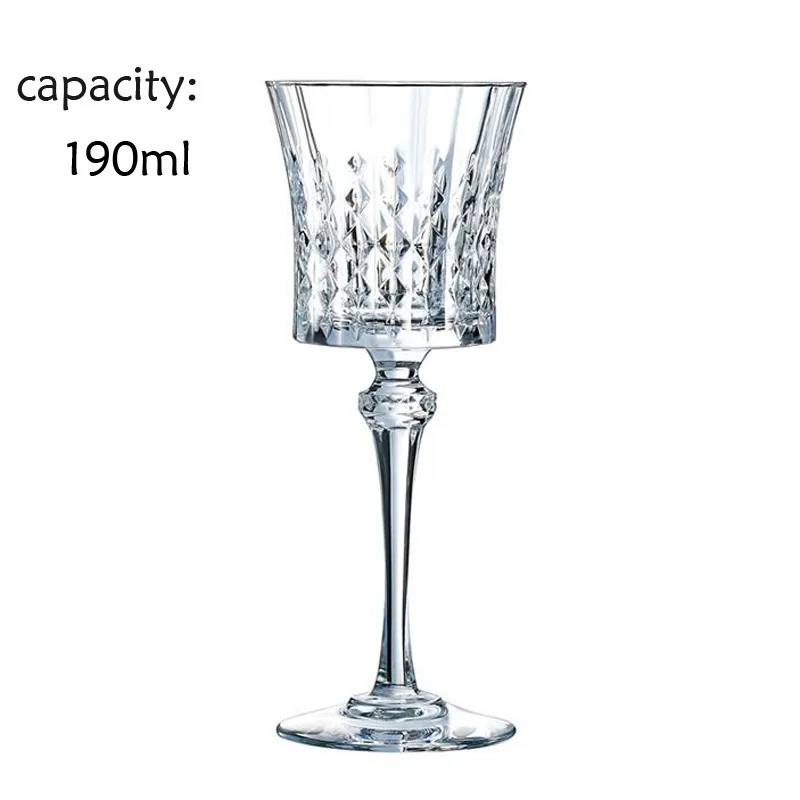 190ml wine glass Креативная Хрустальная чашка для виски, шампанского, с алмазным узором, бренди, стекло, ликер, Классические чашки, красное вино с пивной кружкой стеклянная для подарка GL025 - Цвет: 190ml wine glass