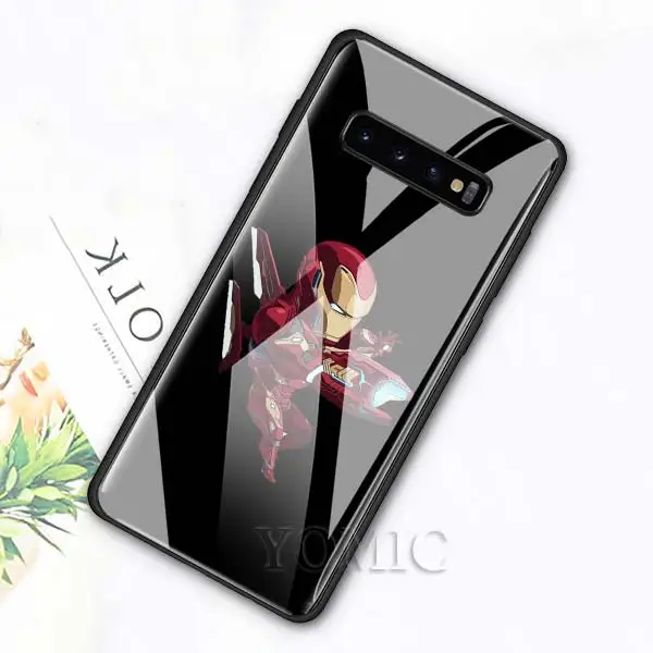 Чехол из закаленного стекла для samsung Galaxy S10e S10 S8 S9 Plus Note 9 10 A50 A70 чехол для телефона Марвел Мстители Железный человек Капитан Америк - Цвет: 014