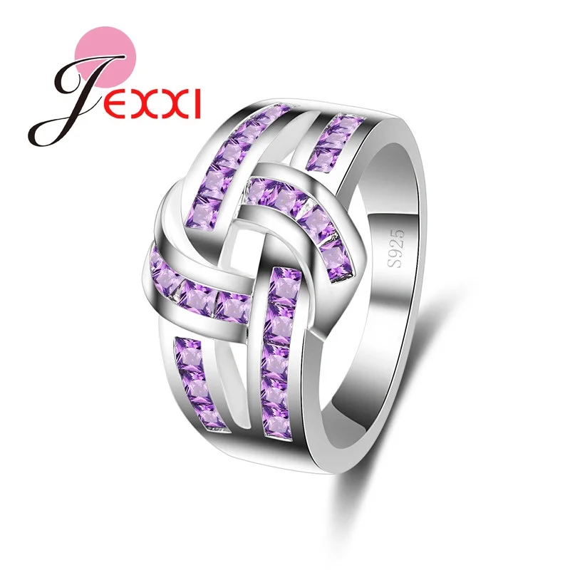 Женское кольцо из серебра 925 пробы с фиолетовым кристаллом|finger jewelry|925 silver ringsilver ring