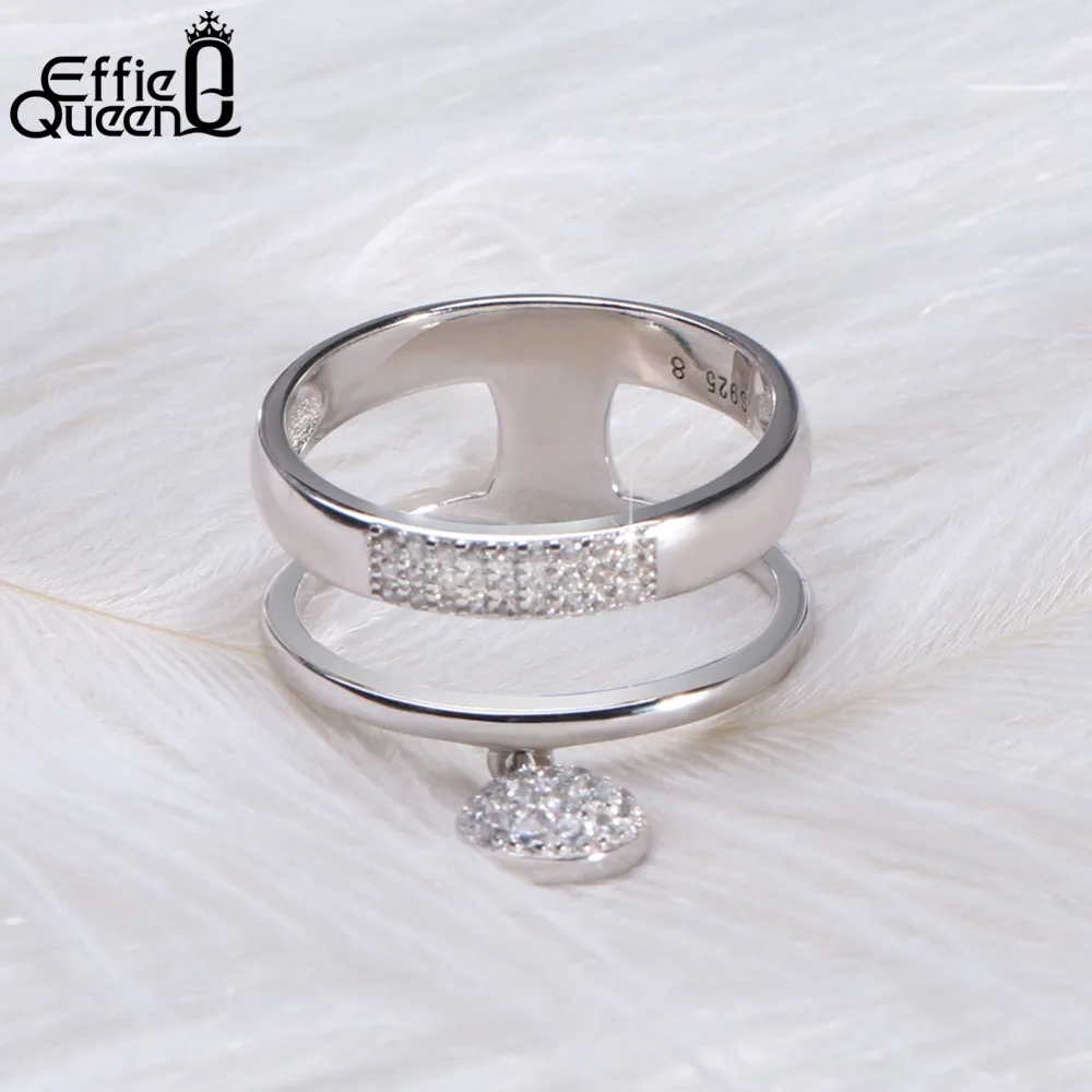 Effie queen,, настоящее 925 пробы, серебряные кольца для женщин, AAA, блестящие кольца с кубическим цирконием, наборы, Женские Ювелирные изделия для вечеринки, модные BR54