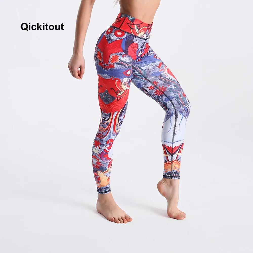 

Qickitout Women Leggings Anime Printed Leggings High Waist Quick Drying Women Long Pants Fitness Casual Women Leggings