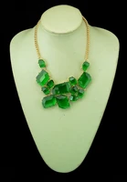 lovely sweet resin gem golden metal choker bib necklace fashion multi green stone crystal chunky womens choker necklace collar