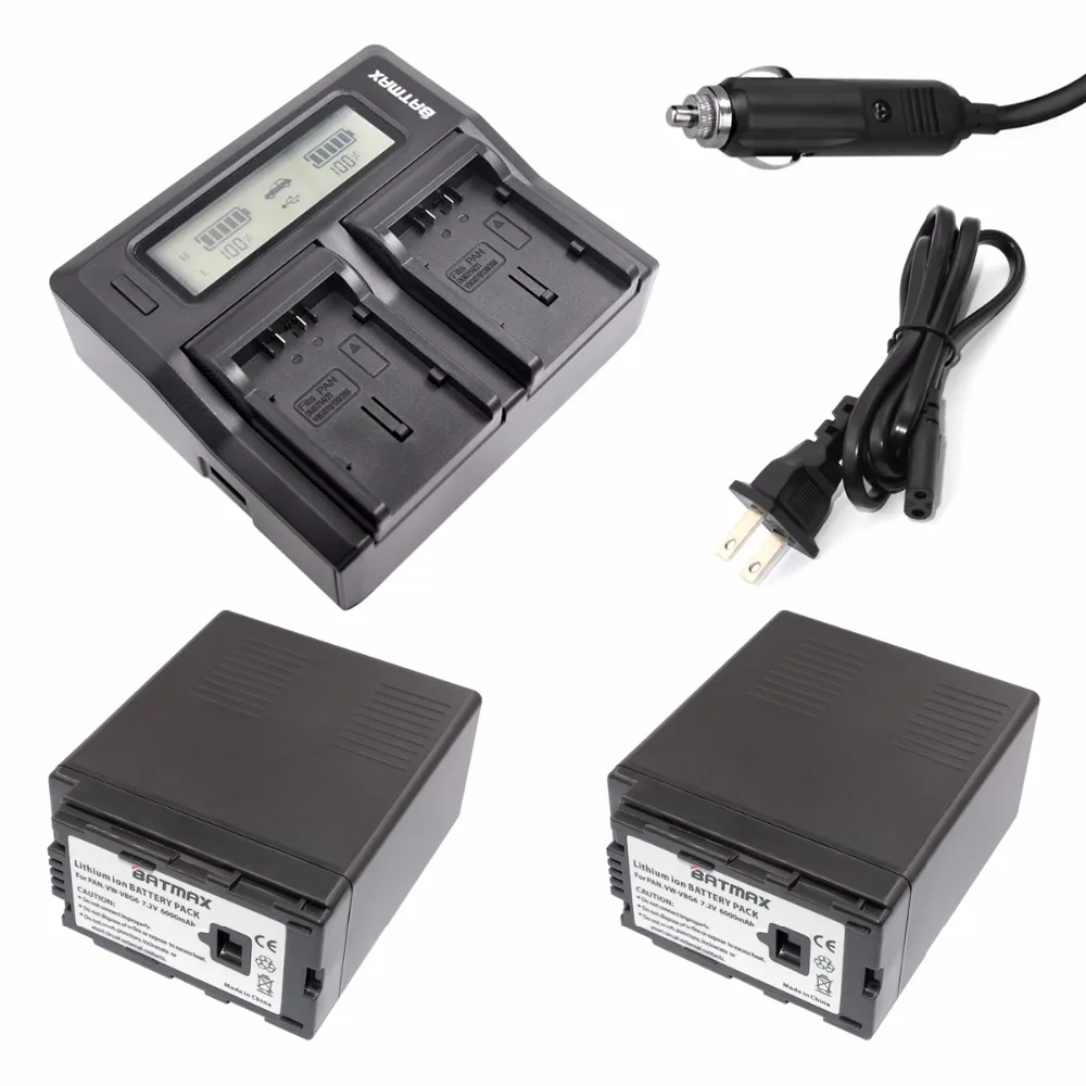 2 шт. VW VBG6 VWVBG6 литий ионные аккумуляторы + LCD двойное ультра быстрое зарядное