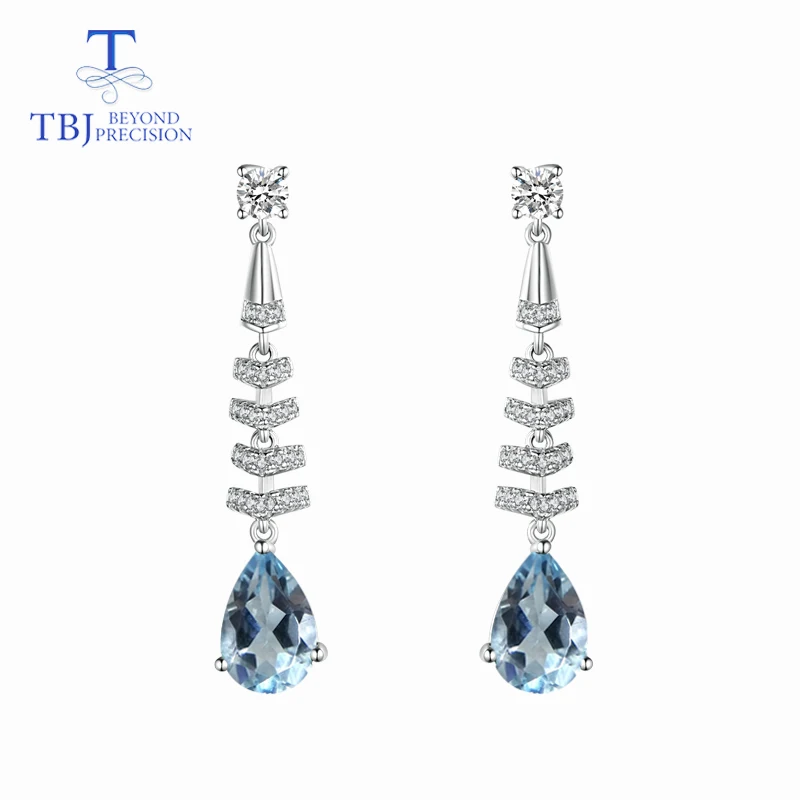 

TBJ,sky blue topaz earring natural gemstone pear 6*9mm 925 sterling silver classic design fine jewelry for lady anniversary gift