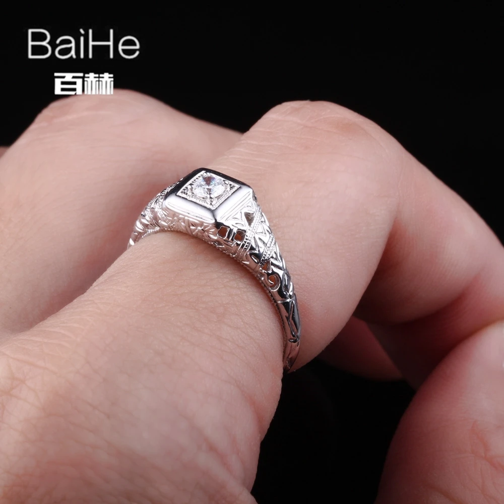 Кольцо BAIHE из белого золота с фианитами класса ААА 14 к 3 мм | Украшения и аксессуары