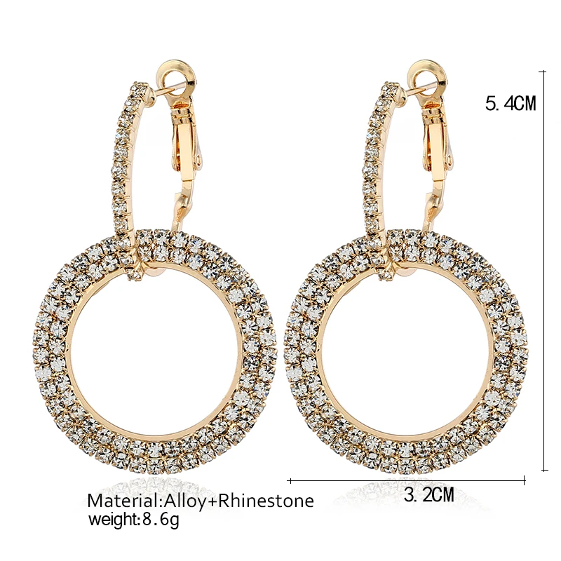 

Bohopan 2019 New Arrival Female Dangle Earrings Handmade Circle Pendant Statement Earrings Fashion Shining Crystal Drop Earrings