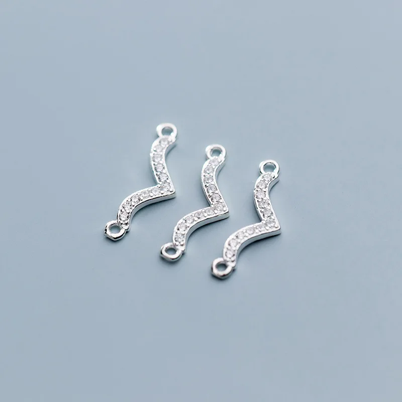 925 стерлингового серебра отделка цирконами AAA Чайка Шарм Разъемы 17x6 мм простой