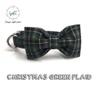 Ошейник и поводок для собак с галстуком-бабочкой, хлопковое ожерелье для собак и кошек, свинцовая модная Рождественская зеленая клетка для собак