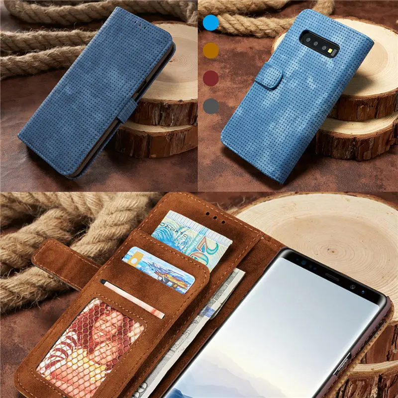 Дышащий винтажный кожаный флип-чехол для Samsung Galaxy S10 S8 S9 Plus S10e S7 edge Note 9 8 A8 A6 J6 A7 2018