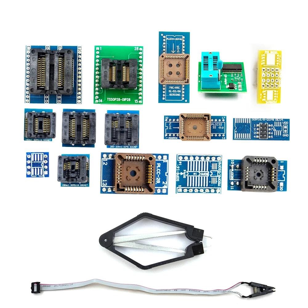 100% Оригинальные 16 шт. адаптеры SOP8 + SOP16 PLCC32 PLCC44 адаптер для RT809H TL866A TL866CS TL866ii PlusRT809H