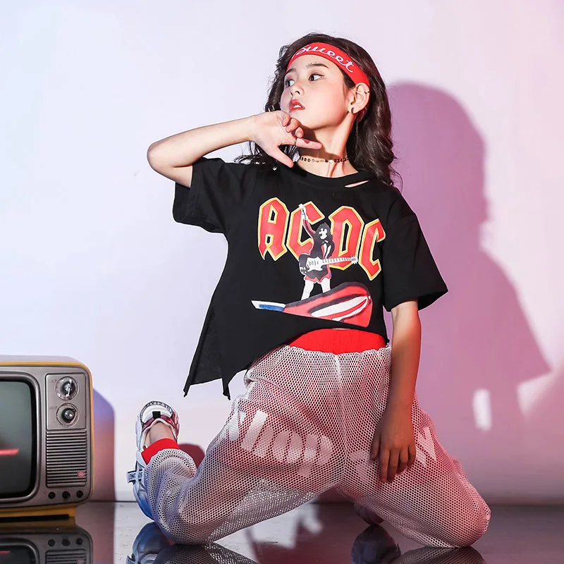 Джазовый костюм для девочек хип хоп Детская уличная танцевальная одежда детские