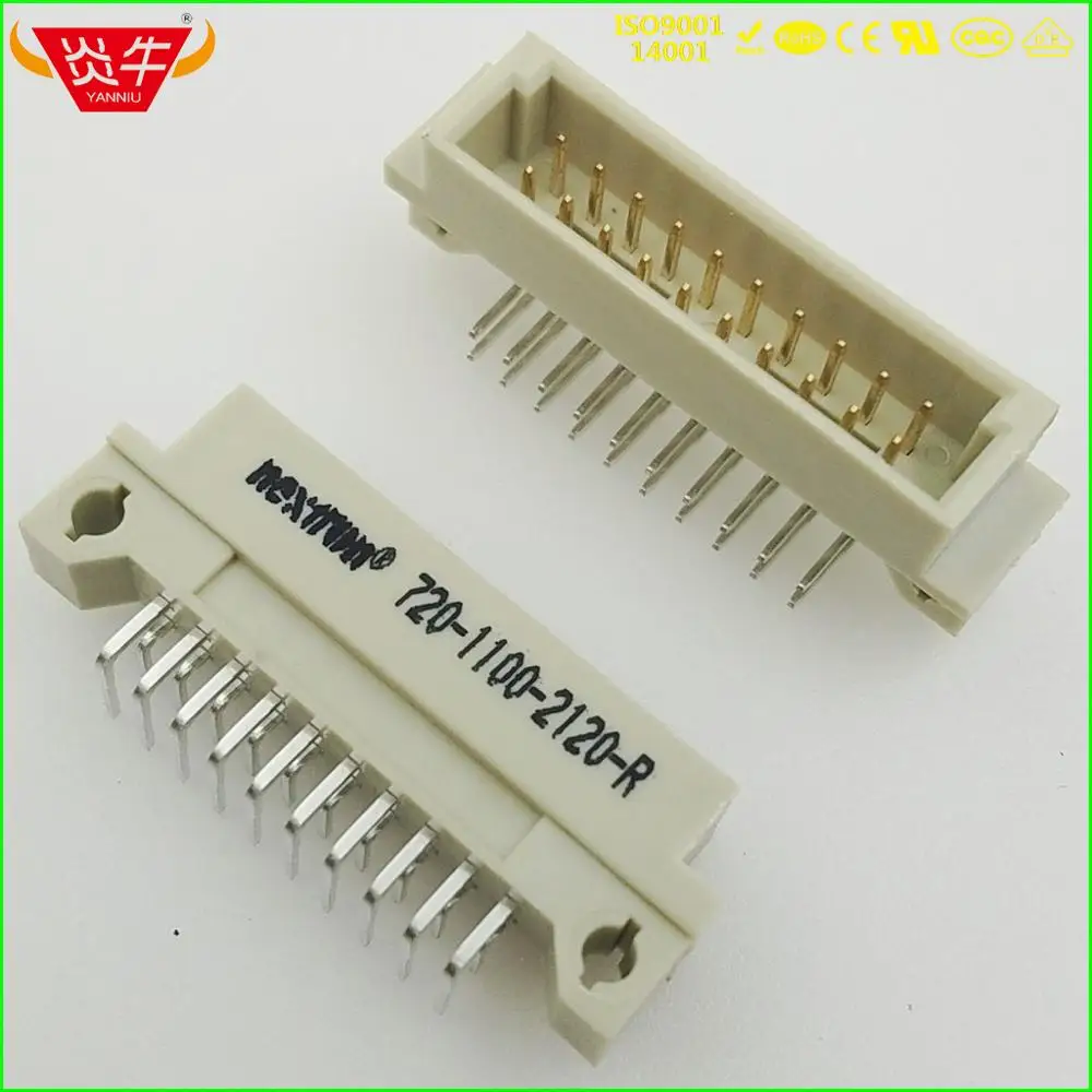 50 шт. 220 DIN41612 DIN разъем 710 1100 2120 R 2*10P 20PIN мужской правый Угловые булавки Европейский