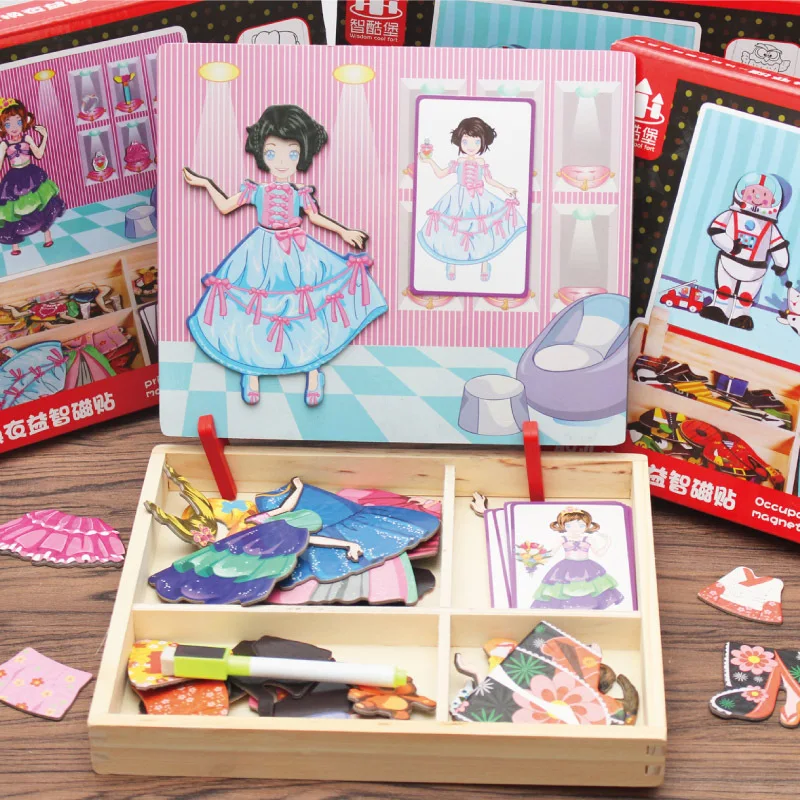Wooden Magnetic Jigsaw Puzzle Toys New Character Princess Knight 3D Tangram Kids Educational For Children | Игрушки и хобби