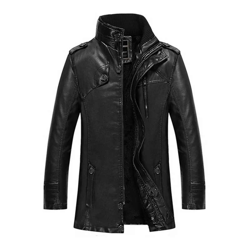 2017 новое прибытие черная кожа замши толстые длинные кожаная куртка шерсти лайнер