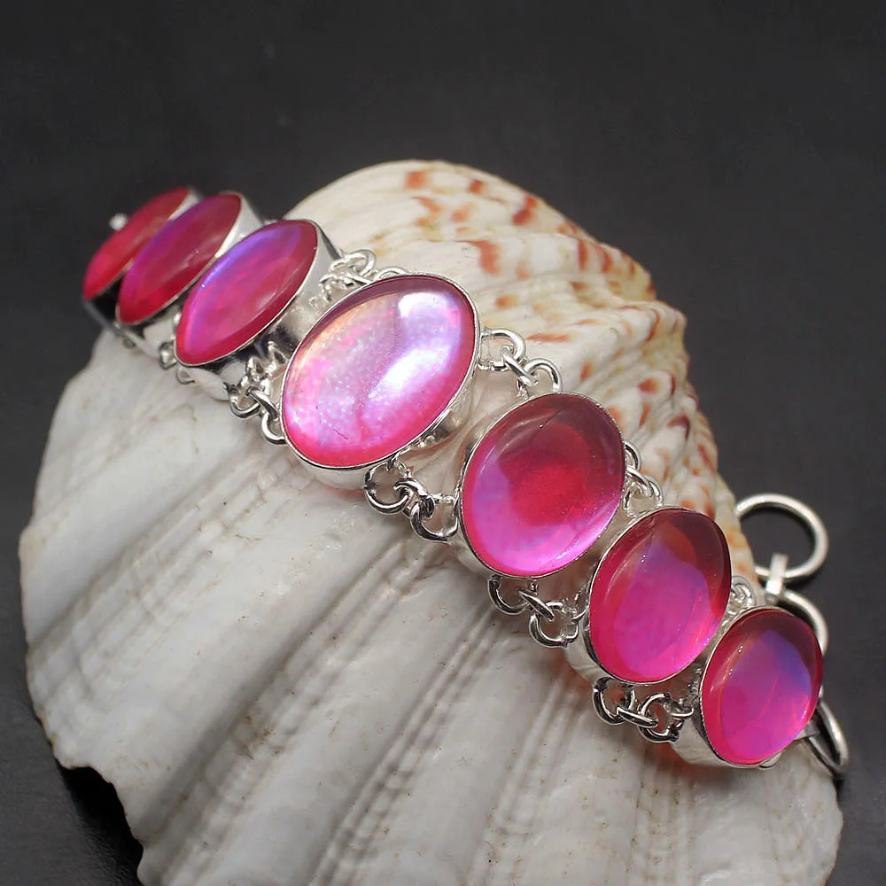 Beautiful Charm Fashion Colorful Topaz925 Sterling Silver Women Links Chain Bracelet 7.5 Inch H137 | Украшения и аксессуары