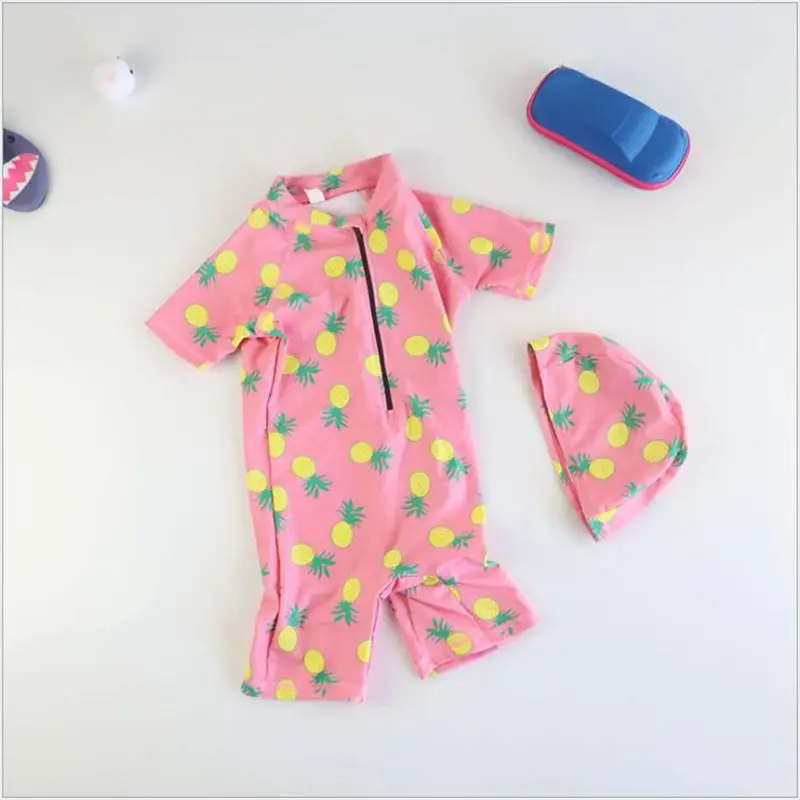 Соединенный купальник для маленьких девочек Солнцезащитный Быстросохнущий