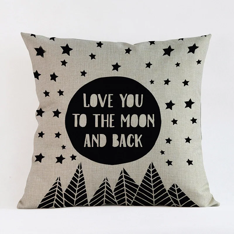 Чехол наволочка с романтичными надписями I Love You To The Moon And Back декоративная 45x45 см