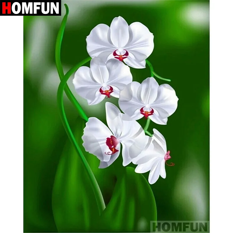 Алмазная живопись HOMFUN A06944 картина Орхидея цветок с полными квадратными/круглыми