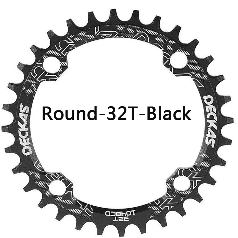 Round-32T-Black DECKAS MTB горный велосипед шоссейная велосипедная цепь узкая широкая односкоростная круглая/Овальная цепь 104BCD черная/красная Цепь 32 T-38 T - Цвет: Round-32T-Black